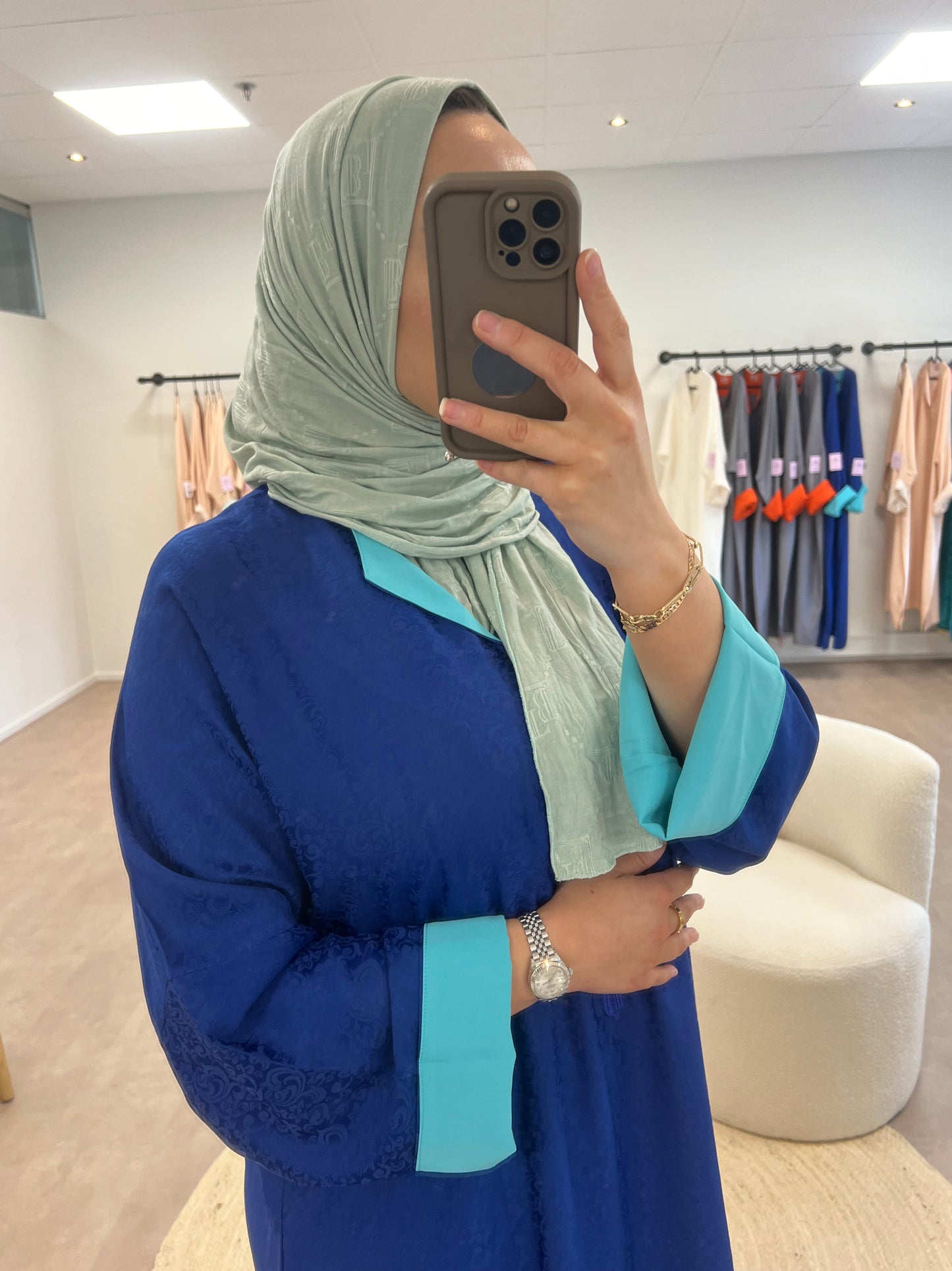 Cobalt blue Mint abaya