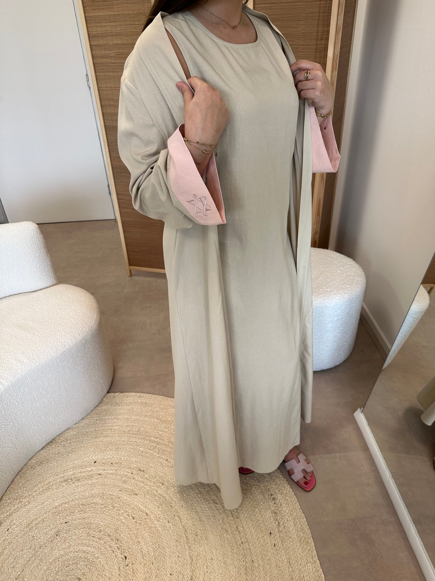 Linnen kimono en onderjurk “Soft Pink”