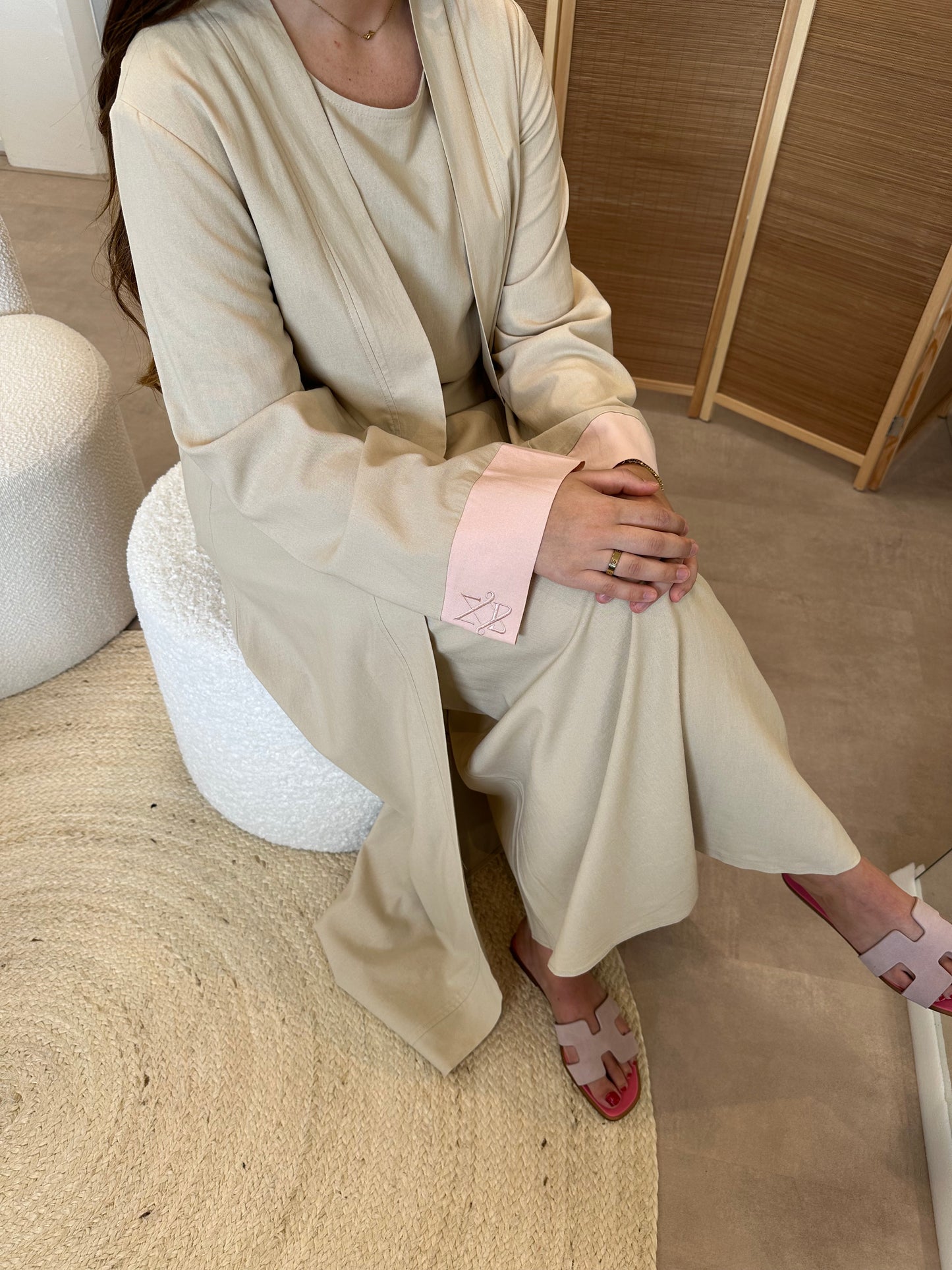 Linnen kimono en onderjurk “Soft Pink”